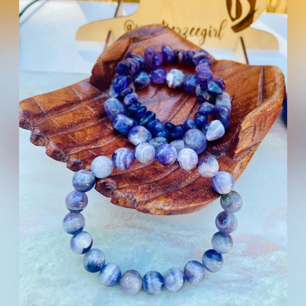 Purple Chevron Dream Amethyst Bracelet Stack 3pcs